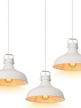 SET of 3 Brand New in Box Farmhouse White Pendant Lights